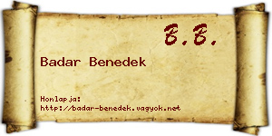 Badar Benedek névjegykártya